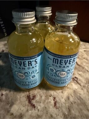 3 Mrs. Meyer’s Rain Water Concentrated Foaming Hand Soap Refills 2 oz Lot